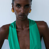 DIDYMA MAXI FRINGE DRESS IN MALACHITE