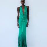 DIDYMA MAXI FRINGE DRESS IN MALACHITE